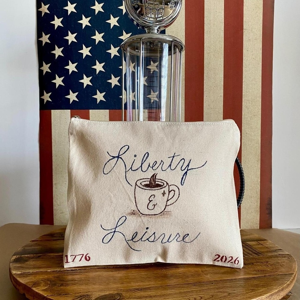 Liberty & Leisure Leisure Pouch Hand Painted Coffee Lover Canvas Travel Pouch